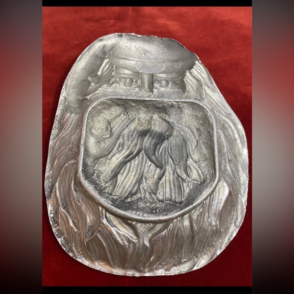 Silvertone Santa trinket candy dish vintage - Picture 7 of 9